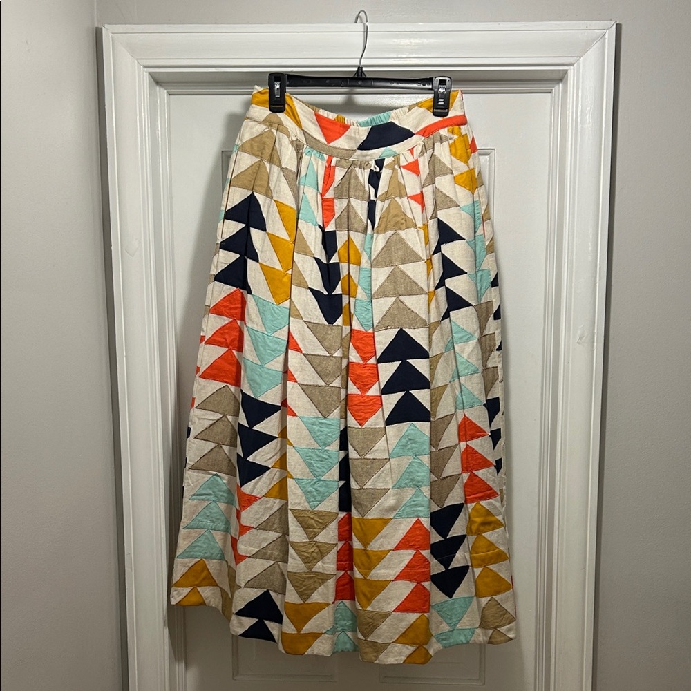 The Odells Colorful Geometric Patterned Lined Cotton Maxi Skirt - with pockets!
